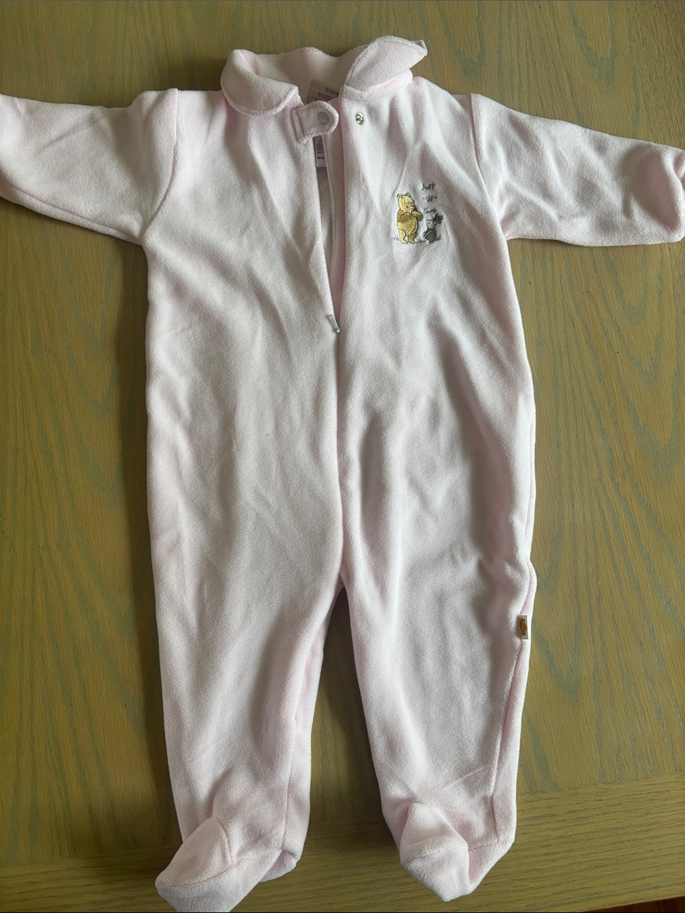 Disney Light Pink Fleece Footed One-Piece Romper